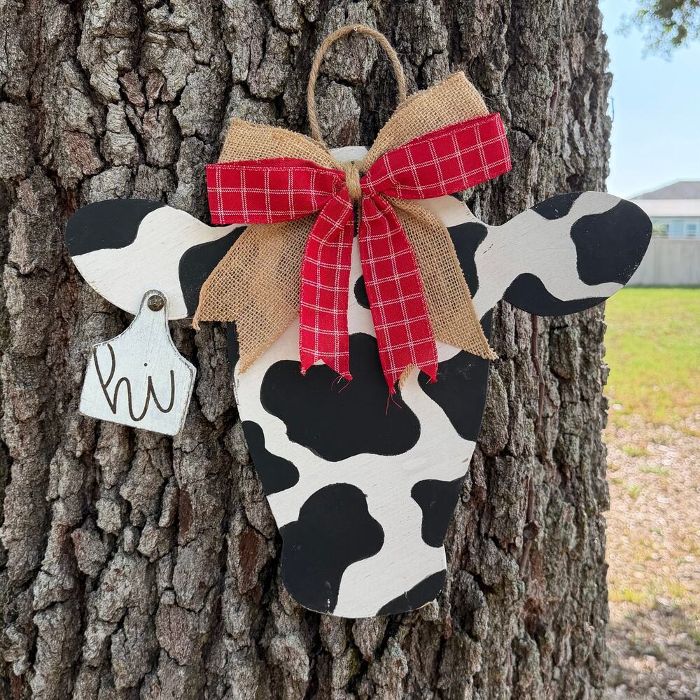 Handmade Cow Head Door Hanger, Welcome Sign, Home Decor